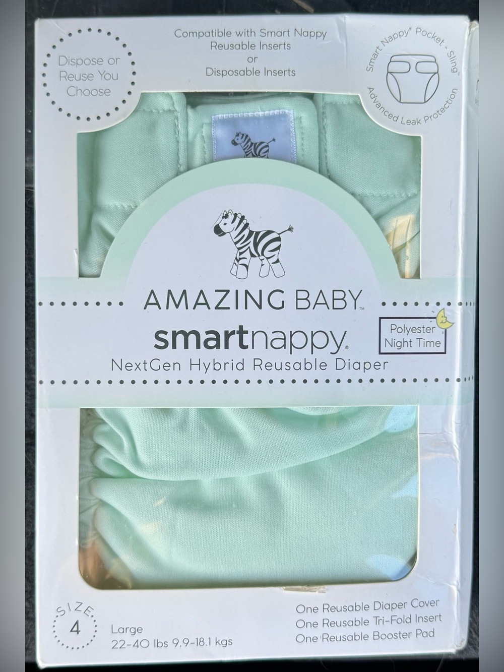 Amazing Baby Unopened Smartnappy Reusable Diaper Cover - Mint